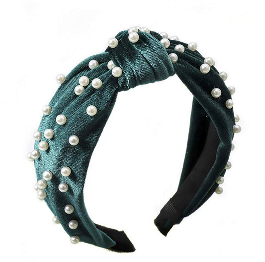 Hand embellished hairband : Sea green tear drops - wishdrobe