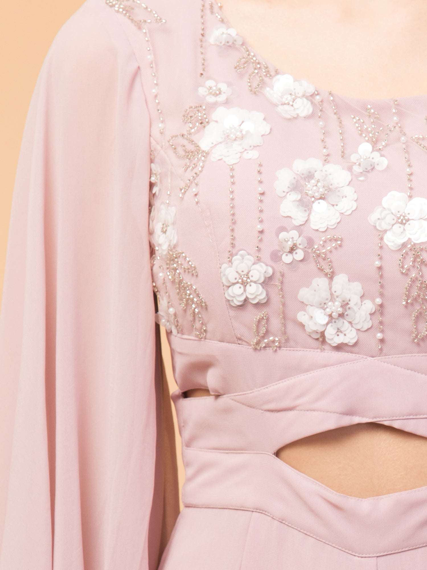 Rosé Three-Tier Indo-Western Jumpsuit - wishdrobe