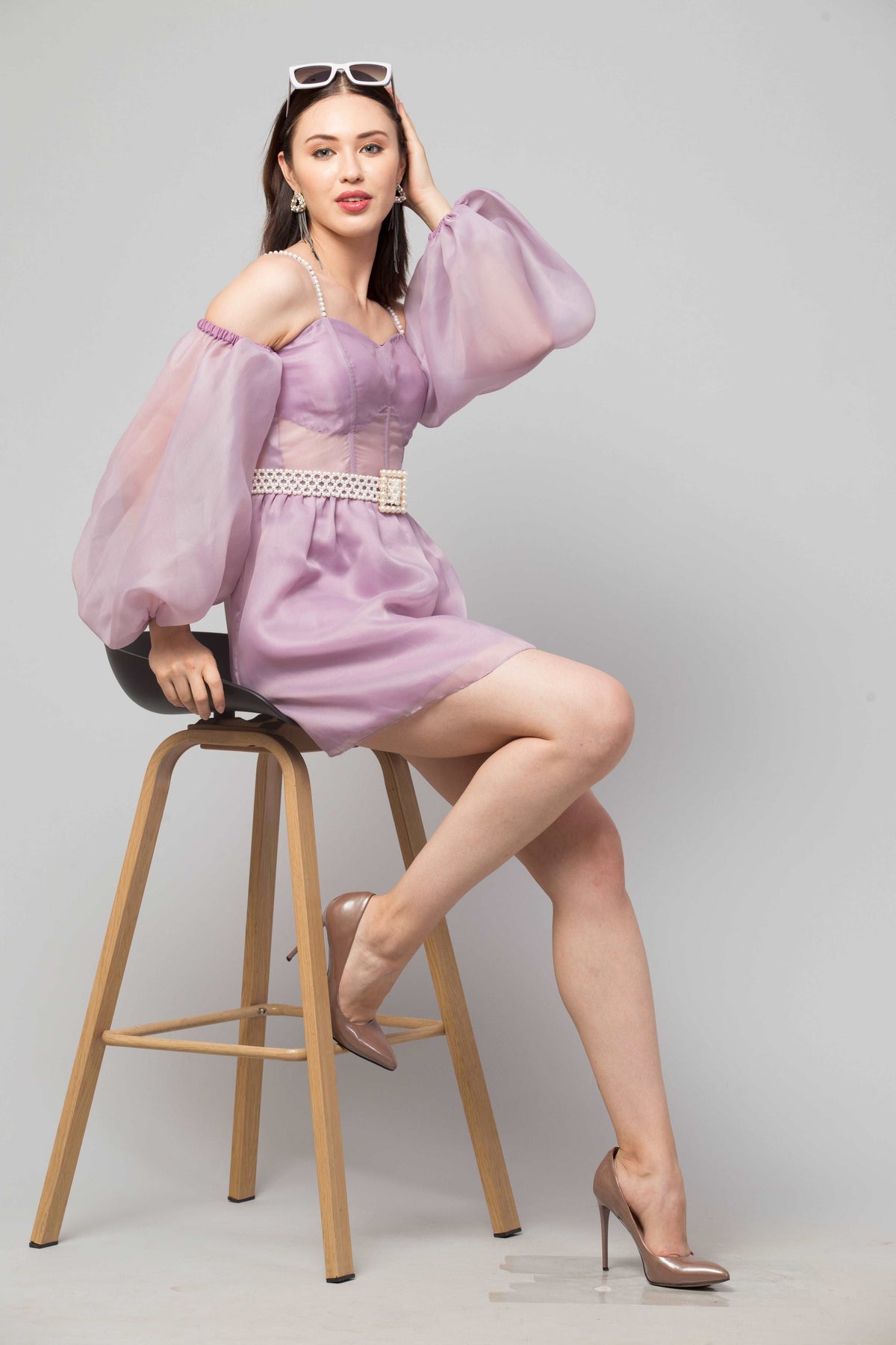Lyla Padded Corset Dress- Earthy Lilac