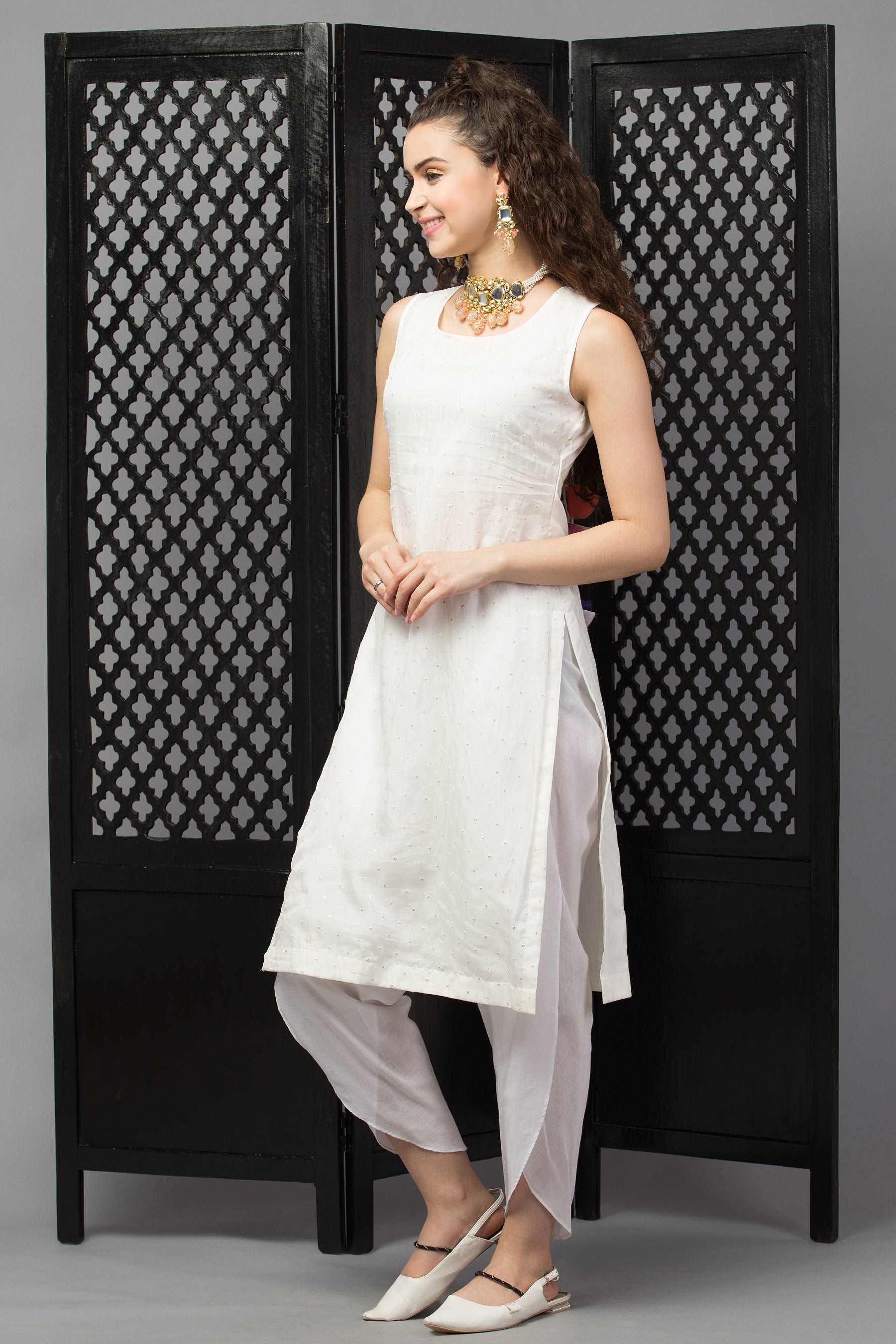 Timeless Natural White Suit with Tulip Pants - wishdrobe