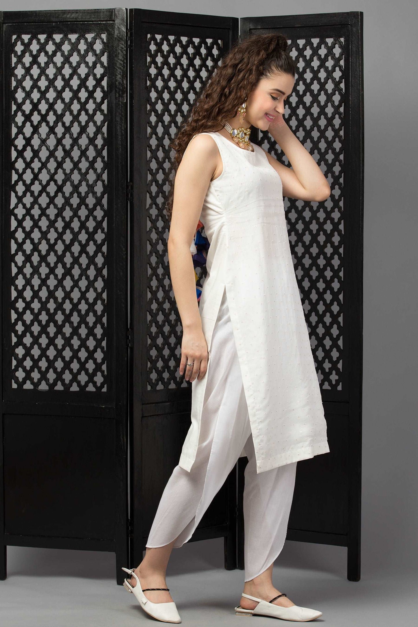 Timeless Natural White Suit with Tulip Pants - wishdrobe