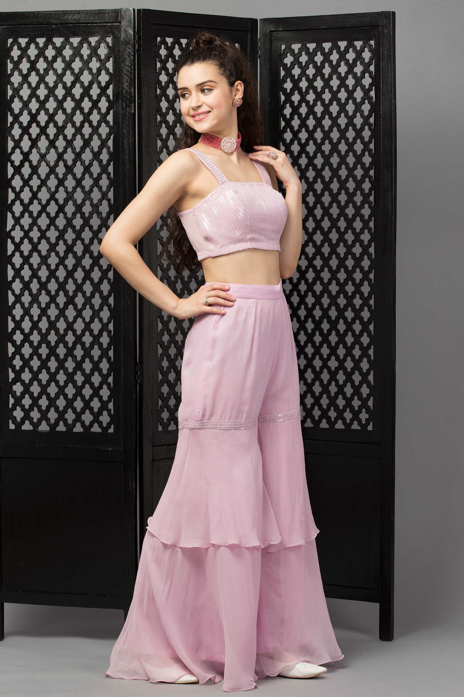 Lilac Pink Indo-Western Co-ord set - wishdrobe