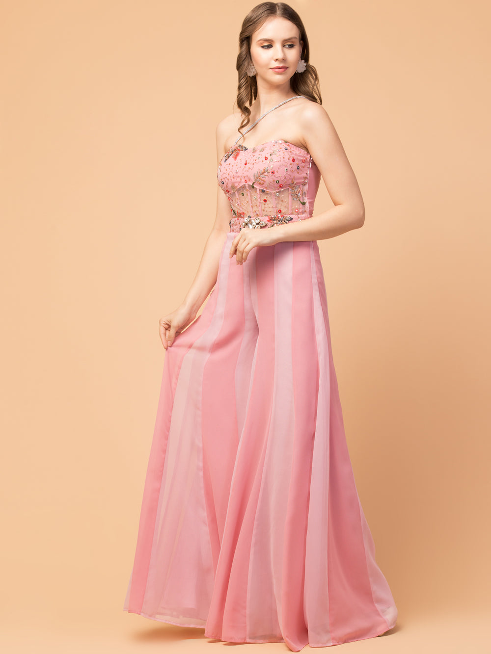 Frosé Corset Panelled Jumpsuit - Pink