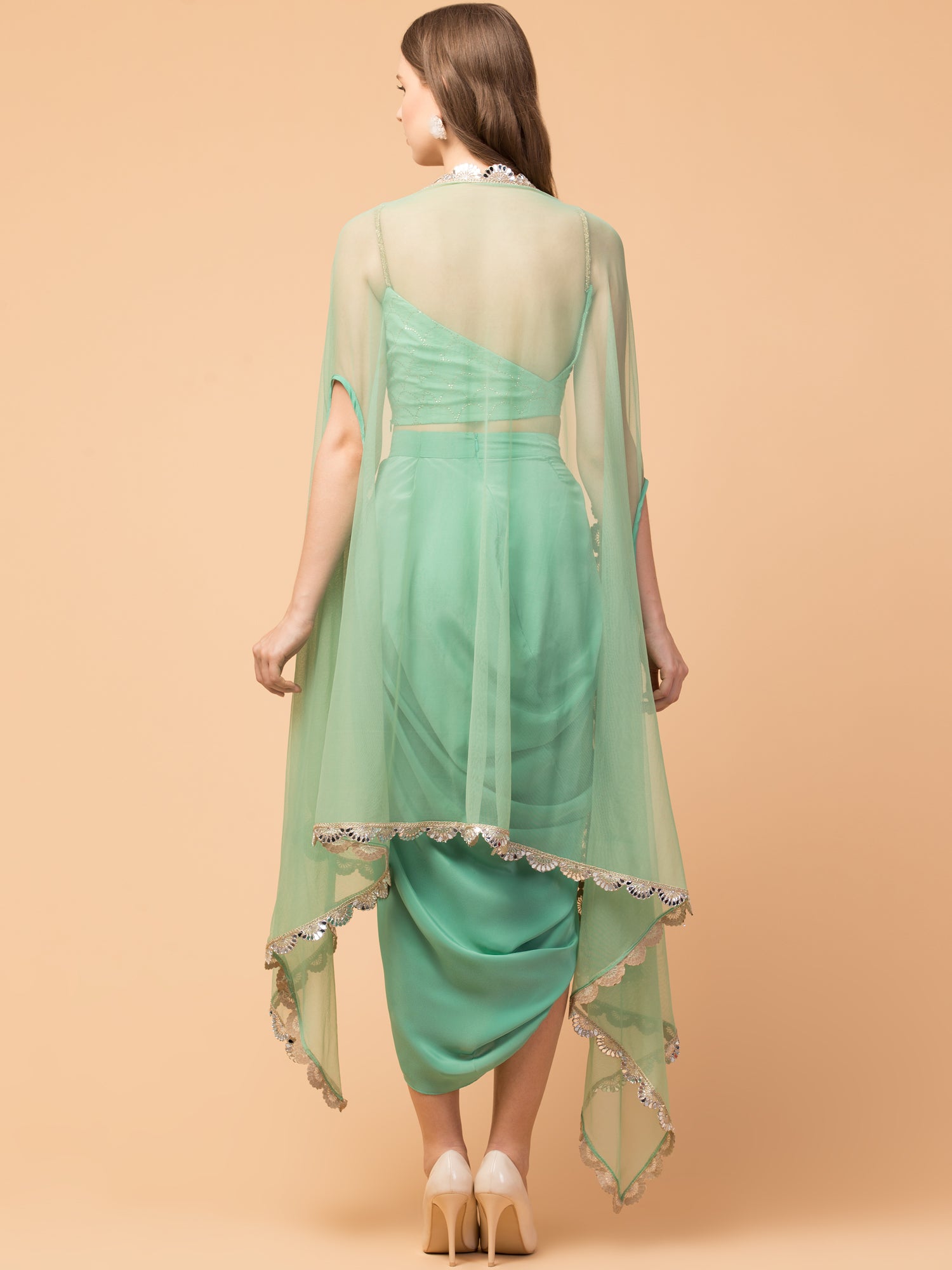 Misty Mint 3-Piece Drape Cape Set - wishdrobe