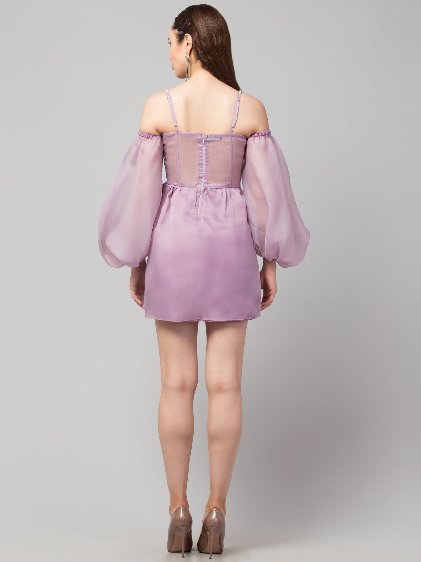 Lyla Lilac Organza Padded Corset Dress - wishdrobe