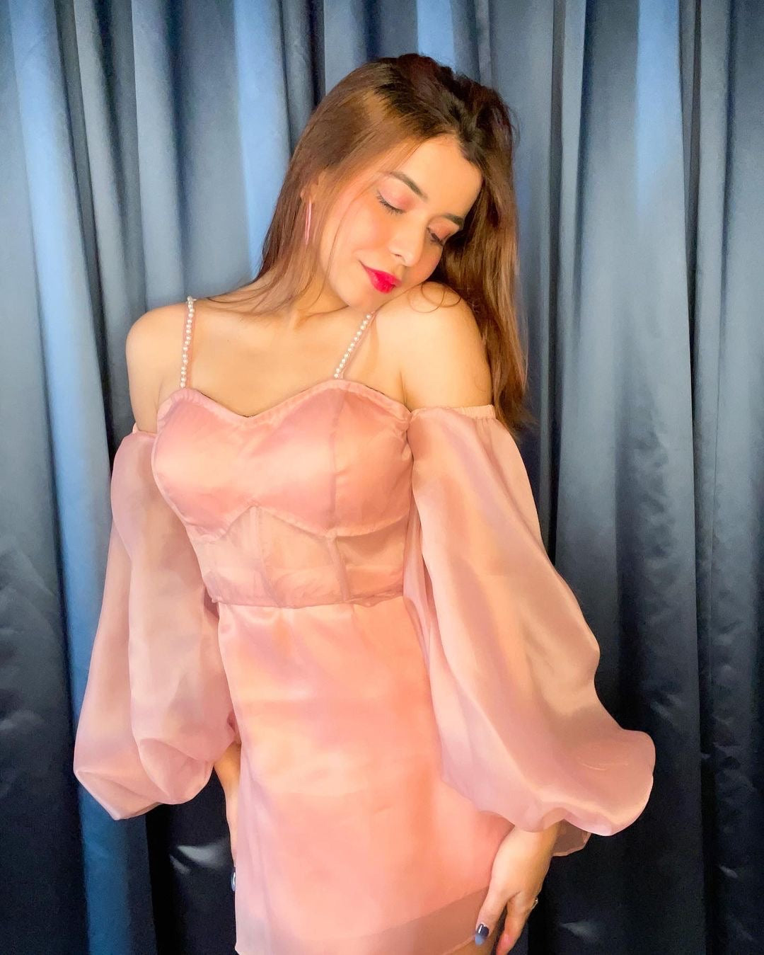 Lyla Pink Organza Padded Corset A-line Dress - wishdrobe