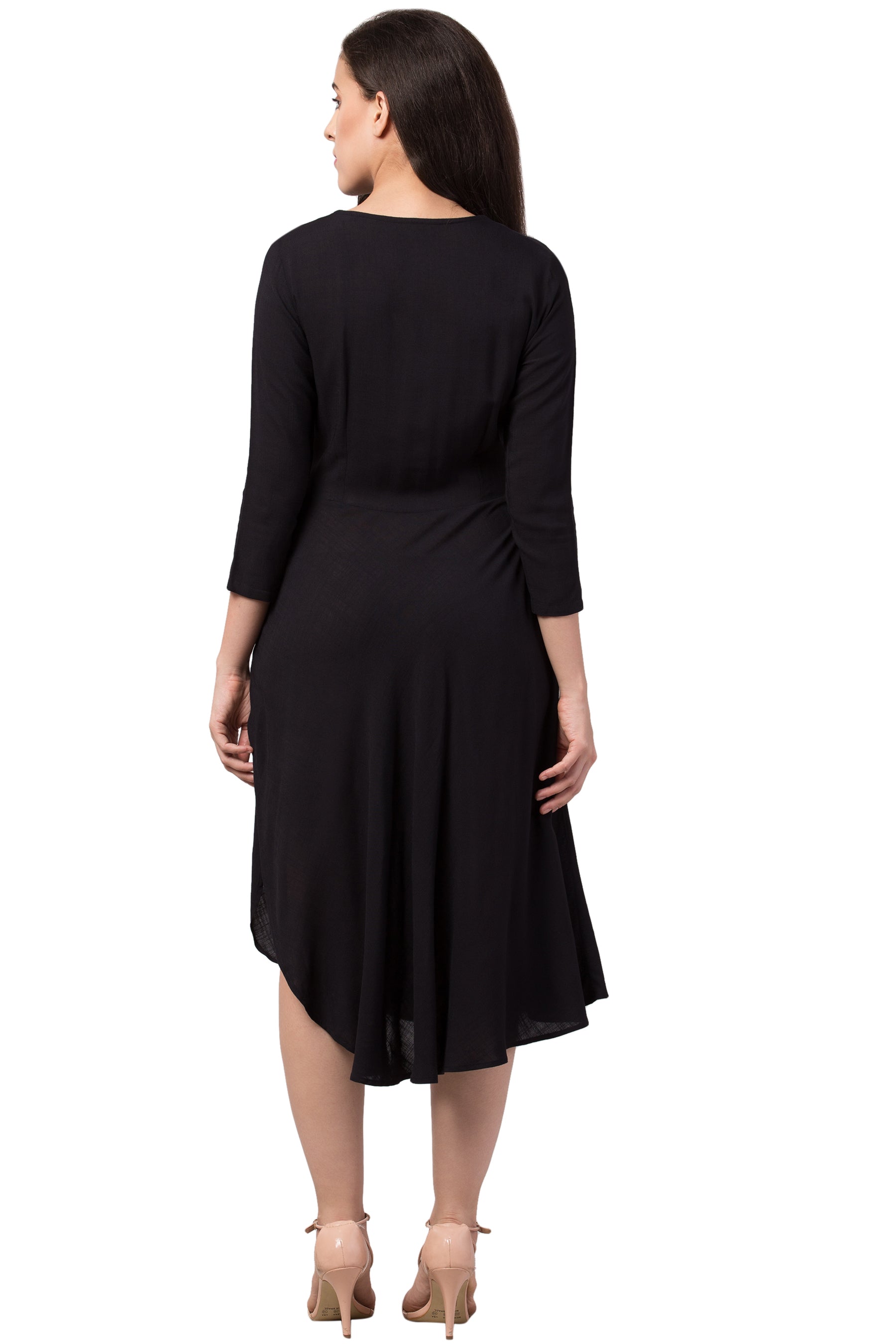 Half shirt cowl dress : Black - wishdrobe