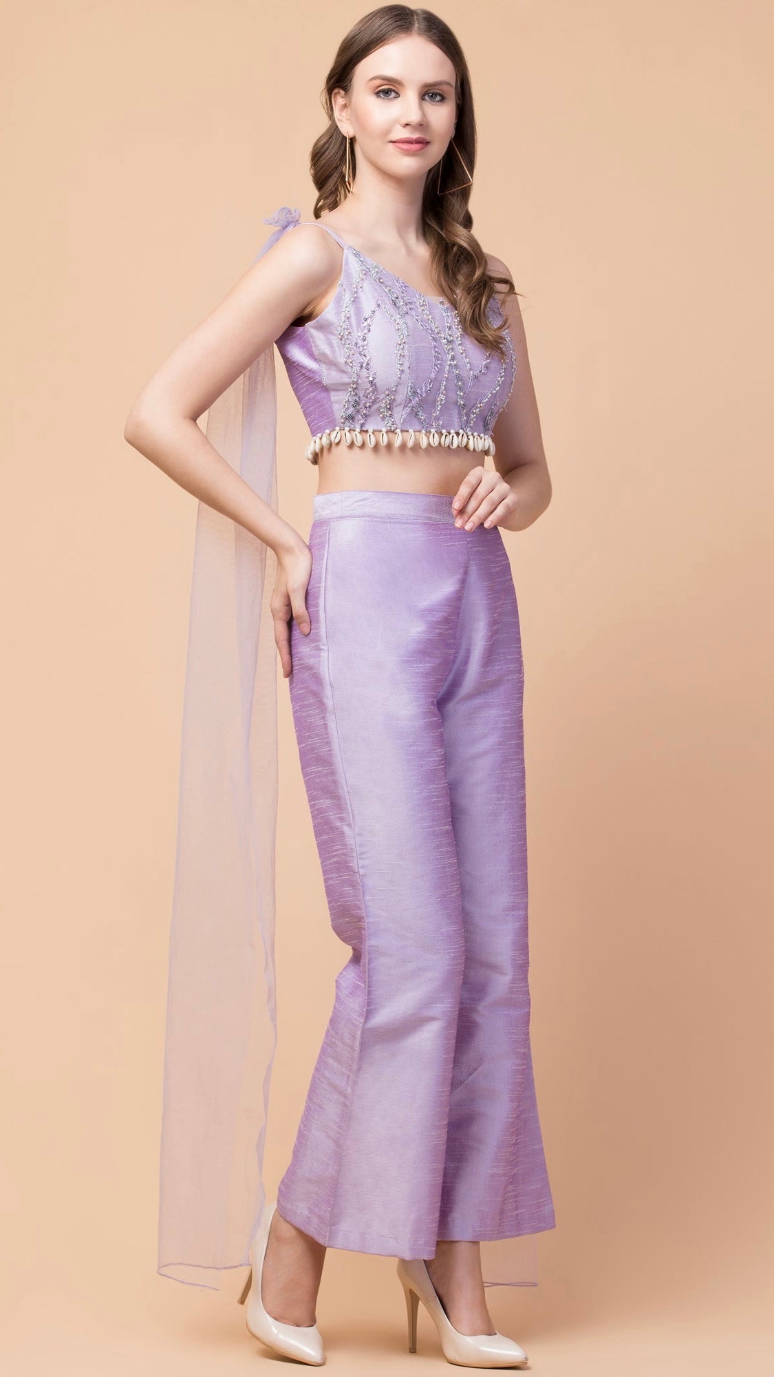 Lavender Indo-Western Co-Ord Set - wishdrobe